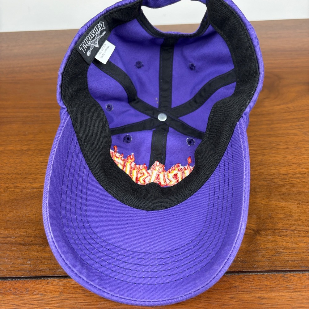 Y2K Thrasher Magazine Hat Unisex One Size Purple Flame Logo Embroidered Dad Cap - Picture 8 of 8